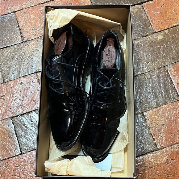 Johnston and Murphy size 7 1/2 M black wing tip dress shoes - Picture 1 of 10
